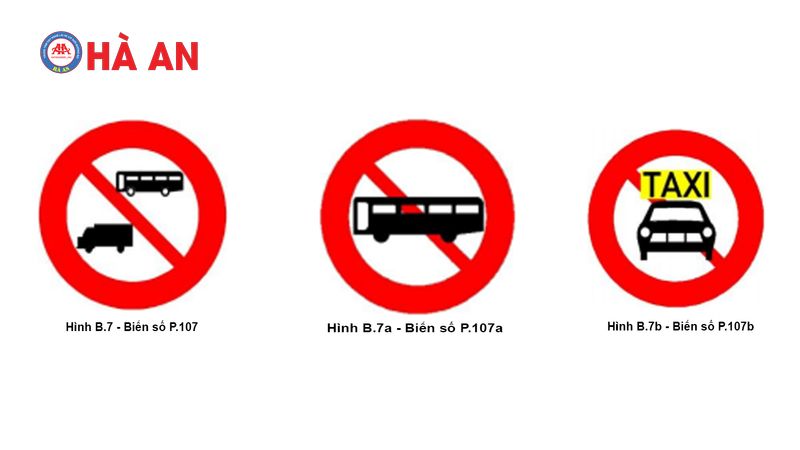 Một số biển báo cấm ô tô phổ biến